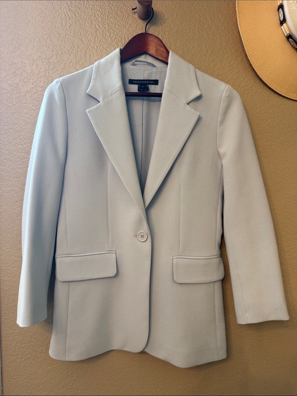 French Connection Light Blue Single-Button Notch Lapel Blazer